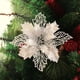 thumbnail image 2 of Bewildely 10 piezas de flores artificiales de Navidad, flor de Pascua con purpurina, flor falsa reutilizable, manualidades DIY, fiesta de boda, Año Nuevo Kits de decoración para fiestas blanco Bewildely HA008610-04, 2 of 6
