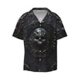 thumbnail image 2 of Lsque Ornate Dark Skull Book print Men's Cuban Collar Short Sleeve Shirt Summer Beachwear Casual Button Down Fashionable Vacation Leisure Shirt-X-Large, 2 of 7