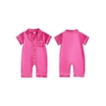 thumbnail image 2 of Cenuakty Baby0-24M Jumpsuit Casual Short Sleeve Lapel Collar Contrast Line Button Up Romper Footless Newborn Pajamas, 2 of 9