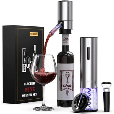 TOMEEM 4-Piece Stainless Steel Wine Opener Set with Rechargeable Electric Wine Bottle Opener