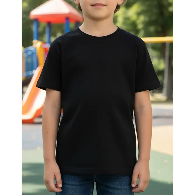 Playera Infantil Algodón Cuello Redondo Color Negro