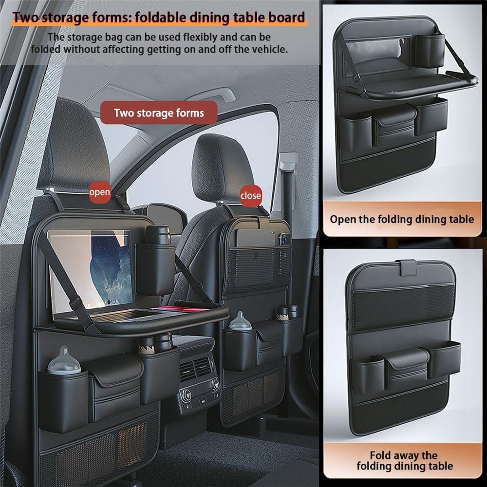 Sugagale Car Back Seat Tray Organizer, Foldable Table Tray Seat Back Protectors Kick Mats Travel Accessories, Backseat Storage Protector Kids Travel Accessories