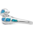 thumbnail image 4 of Sterling Silver Rhodium Created Blue Opal Dolphins Ring (Size 8) Made In China qr6030-8, 4 of 6