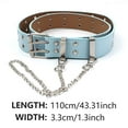 thumbnail image 2 of Leather Belts for Women, Double Grommet Belt Punk Studded Belt Rock Jeans Y2K Belt for Women Men, Womens Belts for Jean, Paired with Blouse, Dress, Black, 2 of 7