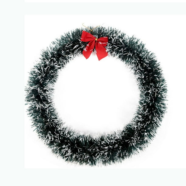 Seyotauo 13.78 inch Christmas Wreath Garland White Green Christmas Wreath Christmas Bowknot Wreath Decorations Xmas Hanging Pendants Wreaths with Bow Artificial Home Wall Door Decorations