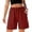 Red, variant on Women's Cotton Shorts Elastic Waist Casual Comfy Summer Pull on Beach Shorts with Patch Pocket