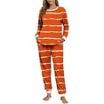 thumbnail image 3 of LIaqionyy Women's Pajama Sets Striped Long Sleeve Sleepwear Pullover Top Jogger Pants Soft Pjs Set Loungewear, 3 of 7