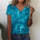 thumbnail image 1 of Camiseta Estampada a La Moda Fiudx Blusa Manga Corta Tops Informales Cuello En V Mujer, 1 of 4