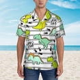 thumbnail image 5 of Uemuo Funny Dinosaurs on Stripes Printed Regular Fit Short Sleeve Casual Hawaiian Shirt for Men,Aloha shirt,Tropical shirt,Floral print shirt,Vacation Beach shirt-X-Large, 5 of 9