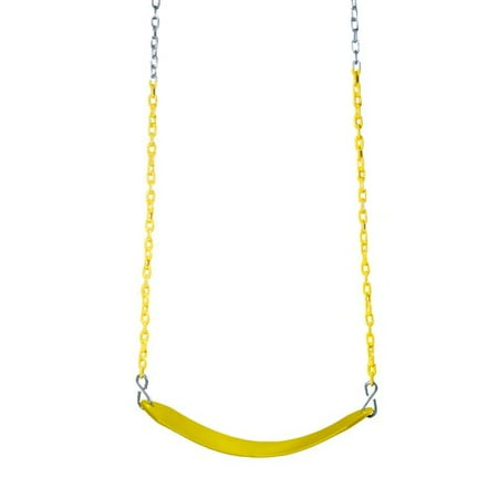 Gorilla Playsets Deluxe Swing Belt Assembly, Yellow with Yellow Chains