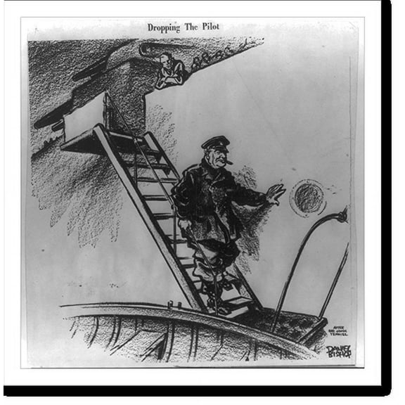 Historic Print, Dropping the pilot.Daniel Bishop after Sir John Tenniel., 16" x 20"