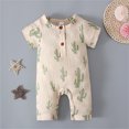 thumbnail image 2 of Baby Girl Romper Summer Short Sleeves Rompers Cartoon Printed Pajamas Sleep Jumpsuit Green Onesie Bodysuit Clothes 18-24M, 2 of 8