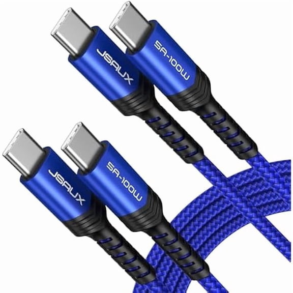 100W USB C to USB C Cable for iPhone 17, USBC Type C Charge Cord 5A Fast Charging Compatible with iPhone 17 Air 16 15 Pro Max Samsung Galaxy S25 S24 MacBook iPad Pro (2-Pack, 6.6ft) Blue