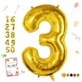 thumbnail image 1 of Number Balloon Sympuame, globo número 3 de lámina dorada de 40 pulgadas, 1 of 9