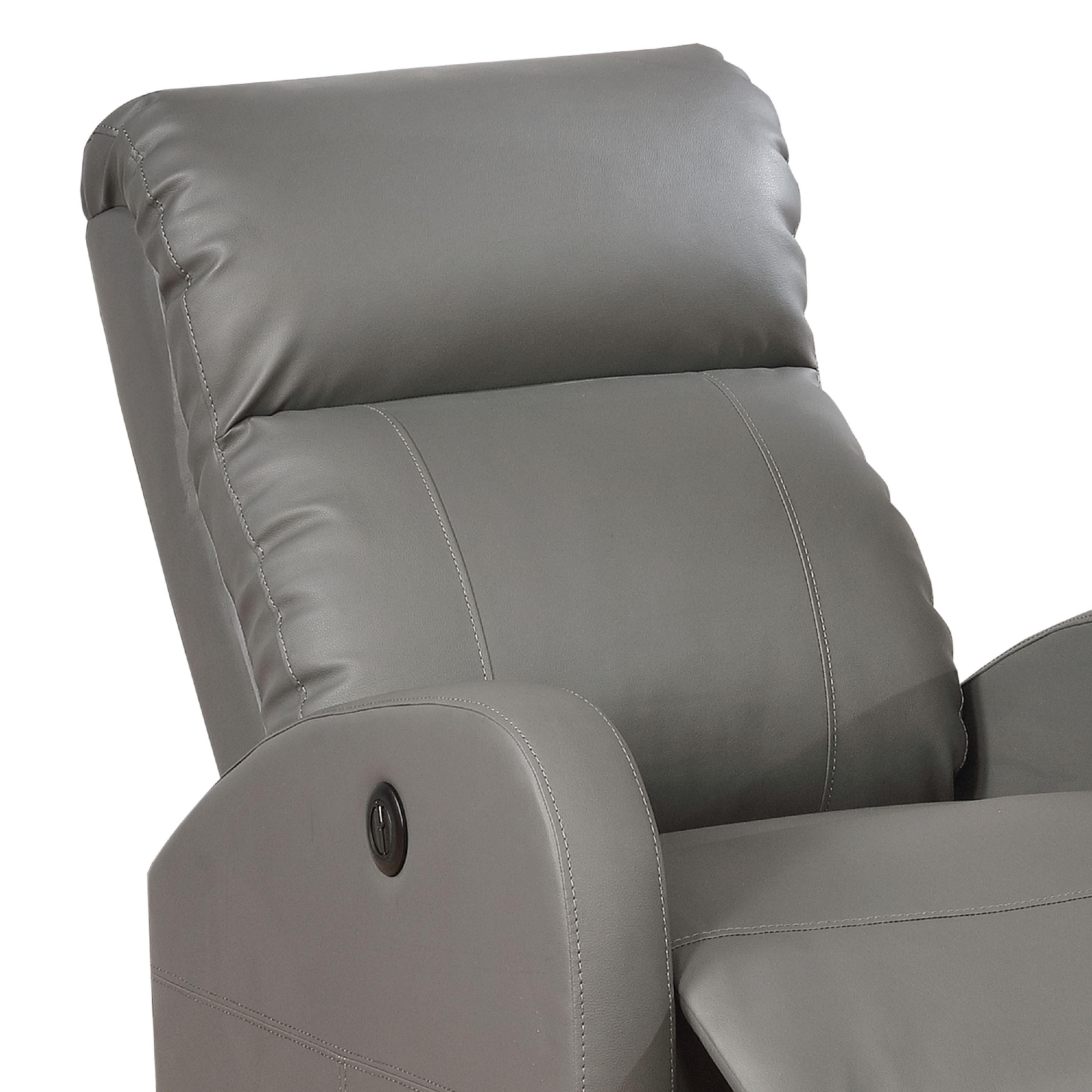 Sean Modern Faux Leather Infused Small Power Reading Recliner with Lower Back Massager, Grey