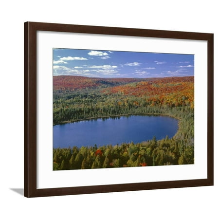 USA, Minnesota, Superior National Forest, Fall Colored Northern Hardwood Forest and Oberg Lake Framed Print Wall Art By John