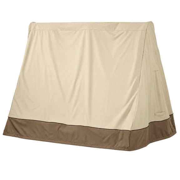 Outdoor A-Frame Swing Cover, 210D Oxford Fabric, Approx. 182 x 139 x 170 cm, Beige and Brown, with Buckle and Adjustable Drawstring, One Cover
