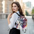 thumbnail image 6 of JIALIOU Mini Backpack Purse for Women Quilted Casual Daypack Small Travel Shoulder Bag, Blue Orange Purple Wolf Faces, 6 of 7