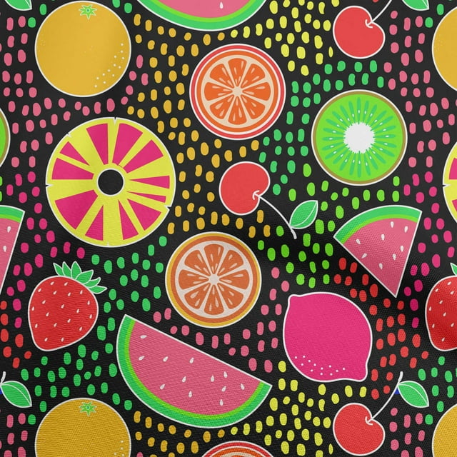 oneOone Polyester Spandex Magenta Fabric Tropical Fruit Sewing Craft Projects Fabric Prints By Yard 56 Inch Wide