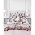thumbnail image 2 of Twin Quilt Bedding Set, Pink Roses Reversible Summer Quilt 3 Pieces, Spring Horseshoes Floral Leaves Gray Wood Lightweight Bedspreads Coverlets with 2 Pillow Shams for All Seasons, 2 of 5