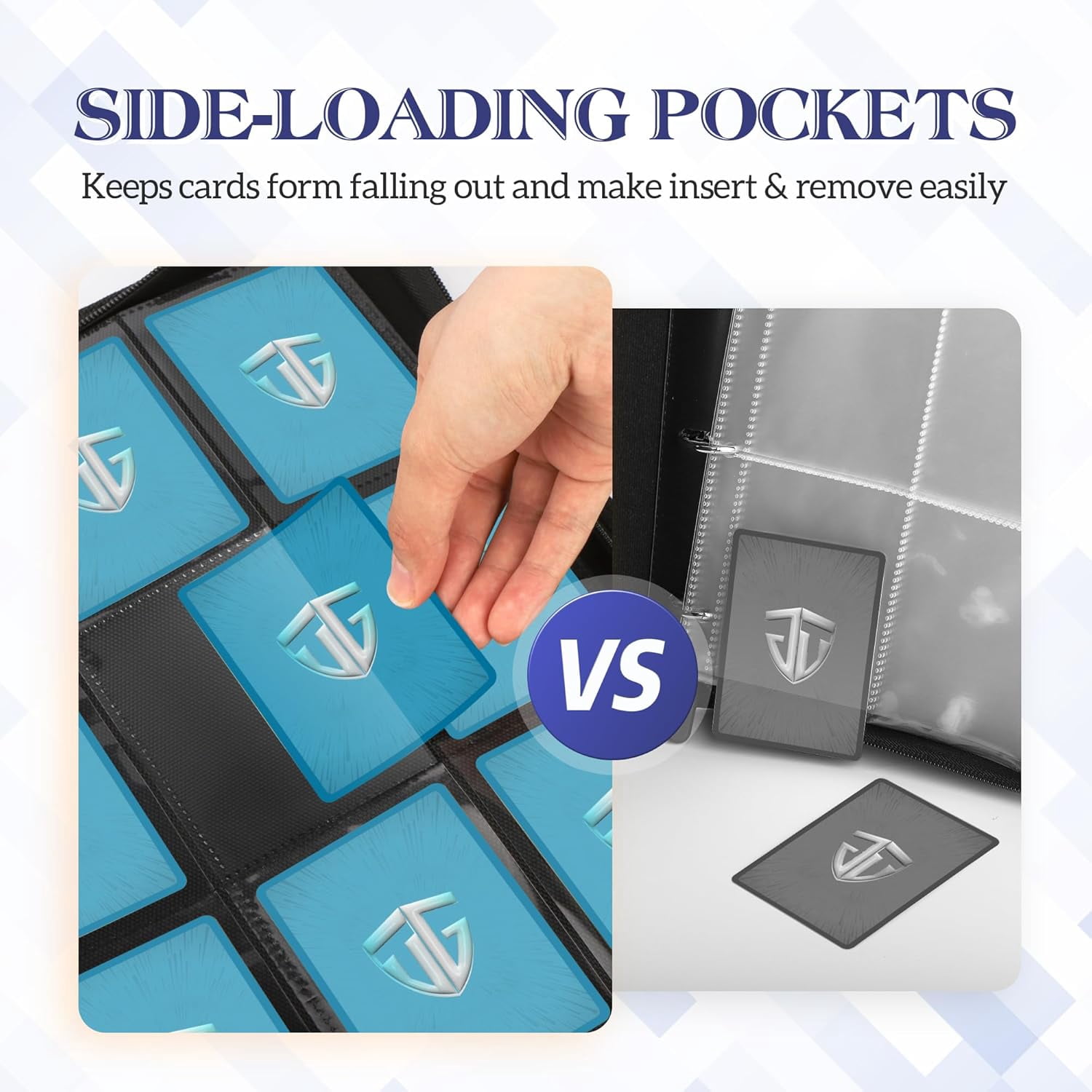 Trading Card Binder, 9 Side Loading Pocket Card Album Hold Up to 540, Zipper Binder for Collection, TCG Holder for Sports, Yugioh, MTG etc. (Sky Blue 9)