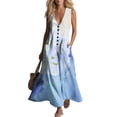 thumbnail image 4 of fheaev Womens Summer Maxi Dress Tank Sleeveless V Neck Button Down Casual Floral Loose Beach Vacation Sundress with Pockets Multicolor 2XL, 4 of 7