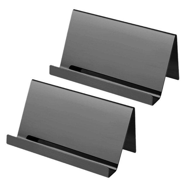 2 soportes para tarjetas de presentación de 3,5 x 2 pulgadas para escritorio de oficina, acceso rápido y fácil, versátiles, de acero inoxidable.
