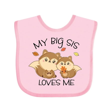

Inktastic My Big Sis Loves Me with Cute Squirrels in Autumn Gift Baby Boy or Baby Girl Bib