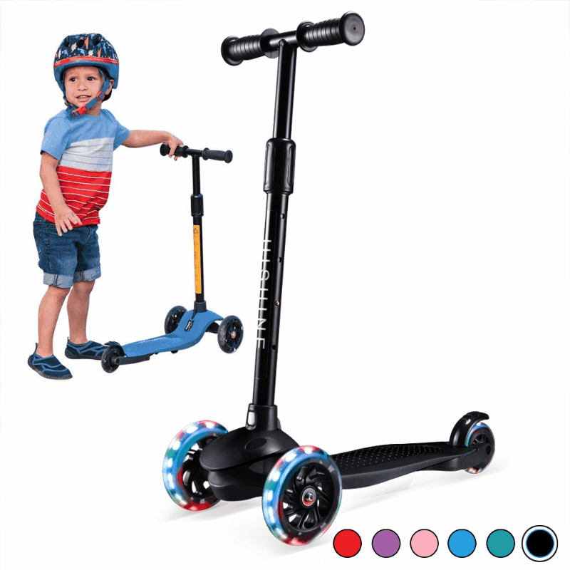 Hishine Kick Scooter for Kids with 3 Light up Wheels and Adjustable Height for 2-7 Years Old Ages Girls Boys Toddlers /& Children,Lean to Steer 3 Wheel Scooters