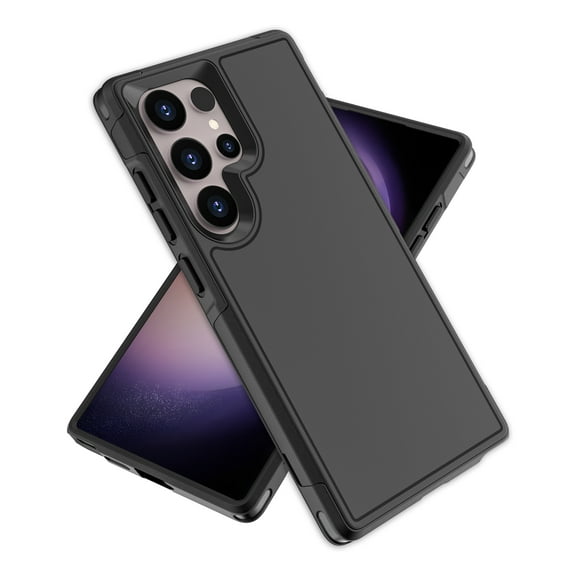 Dteck Case for Samsung Galaxy S24 Ultra, Shock Absorbing Heavy Duty Shockproof Military Grade Charging Hybrid Hard PC Silicone Cover,Black