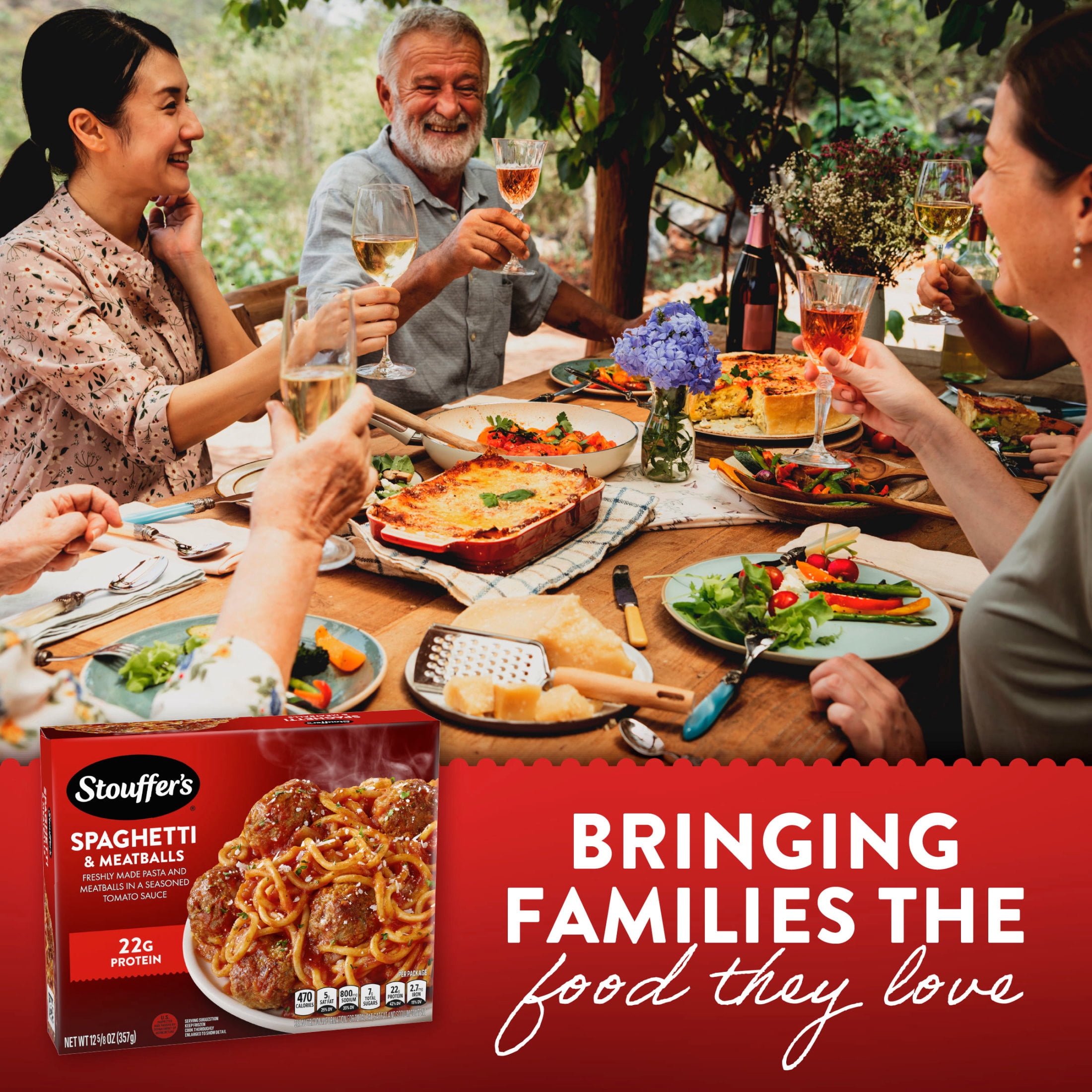 Stouffer's Spaghetti with Meatball, Single Serve, Frozen Entrees for One, Ready to Cook Easy Dinners, Protein Frozen Meals 12.625 oz