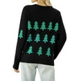 thumbnail image 3 of QAFOPEH Women Christmas Tree Sequin Printed Crew Neck Long Sleeve Knitted Sweater, 3 of 7