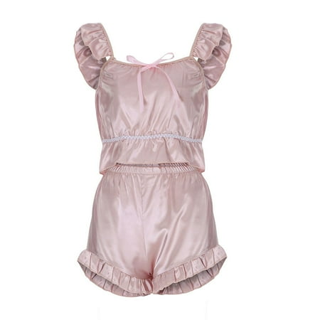 

Huiniadese Size 2PC Nightwear Plus Set Passion Lace Women Lingerie Negligee Lingerie Robe Pink L