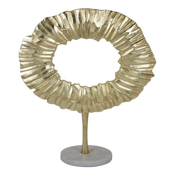Benjara 23" Modern Tabletop Decorative Statue- Solid Ring Design- Gold Metal