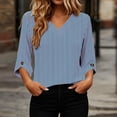 thumbnail image 2 of Qiggri 3/4 Length Sleeve Womens Tops Dressy Casual Blouses V Neck T Shirts Summer Tops Spring Outfits Loose Fit L, 2 of 7