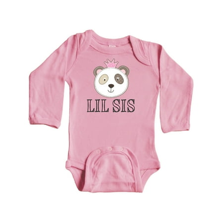 

Inktastic Little Sister Panda Lil Sis Gift Baby Girl Long Sleeve Bodysuit
