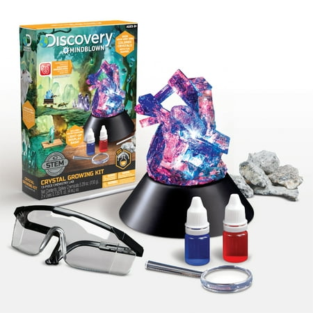 Discovery™ #Mindblown 14-Piece Lab Crystal Growing Kit, Grow Spiky Colored Crystals, Includes Mold Shapes and LED Light Display Stand, Fun Chemistry and Geology Educational Science STEM Set