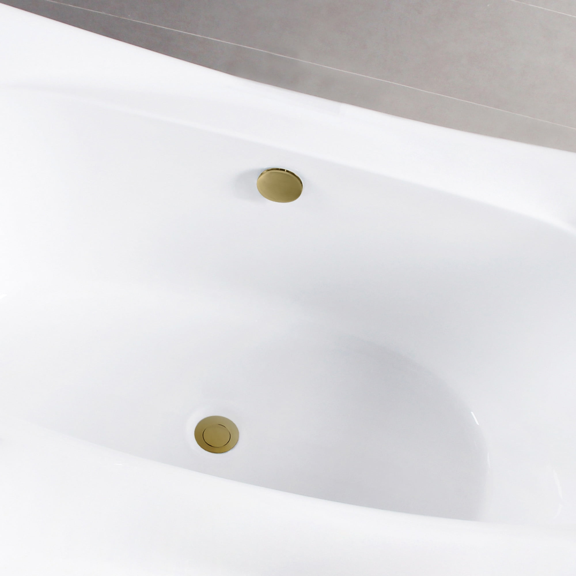 Kingston Brass VTDE673321M7 67" Acrylic Rectangular Double Ended Freestanding Tub with Overflow/Drain Assembly, Glossy White/Brushed Brass