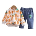 thumbnail image 2 of KYAIGUO 2PCS Toddler Baby Sweatshirt Jean Clothes Set Newborn Spring Fall Casual Outfits Shirt Demin Pants Set, 2 of 9