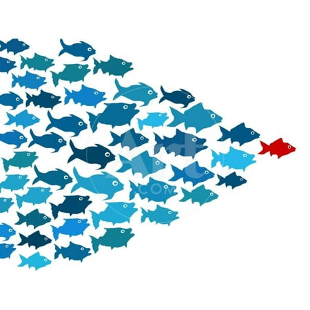 - Fishes In Group Leadership Concept Children's Animals Print Wall Art By mypokcik