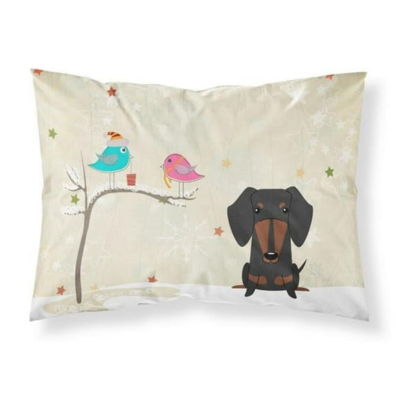 Christmas Presents Between Friends Dachshund Black Tan Fabric Standard Pillowcase, 20.5 x 0.25 x 30 in.