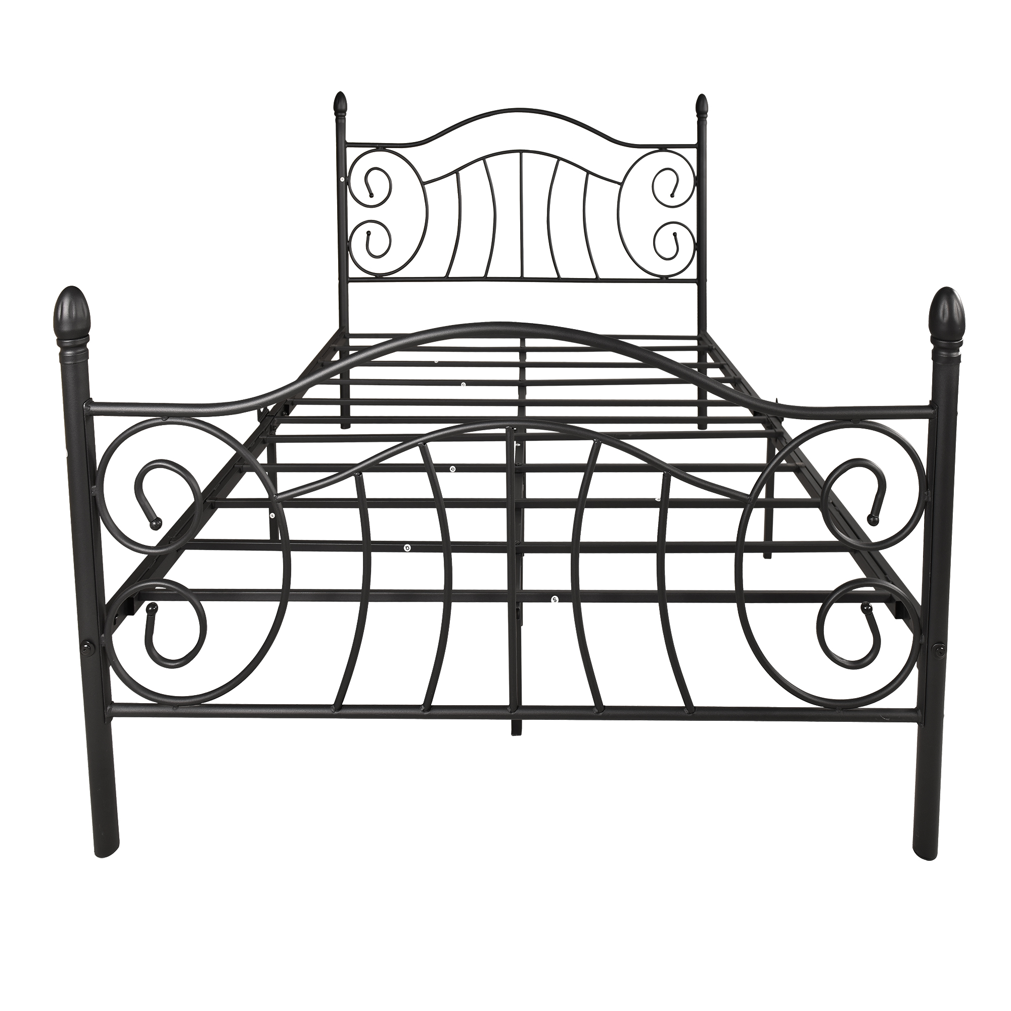 Full Size Vintage Antique Metal Iron Pipe Bed Headboard Footboard Bed Frame Bedroom, Square Post