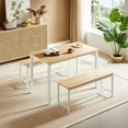 thumbnail image 2 of HSUNNS Farmhouse 3-Piece Dining Table Set for 4, Small Kitchen Table Set with 2 Benches for Apartment Dining Room, Natural, 2 of 10