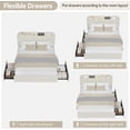 thumbnail image 3 of Bingirl Stylish and Durable Beige Queen Bed Frame: Boucle Upholstered with Storage Headboard, 2 Drawers, Built - in Bookcase, No Box Spring, Easy Assembly, 3 of 7