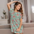 thumbnail image 3 of Hirioo Autumn Branches Fox and Mushrooms for Women’s Nightdress Comfortable Short Sleeve Nightwear Casual Sleep Dress, 3 of 6