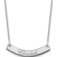 thumbnail image 1 of Custom Personalized 10K White Gold Small Polished Curved Edwardian Script Bar Necklace 10k White Gold: Jewelry by Sweet Pea - Made in USA, 1 of 5