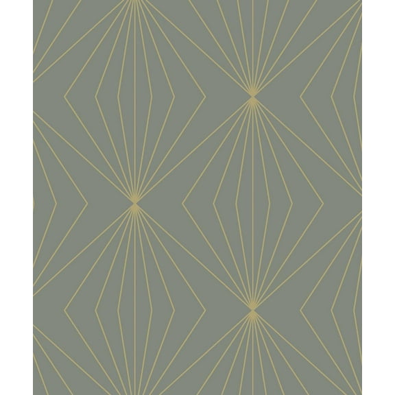 NextWall Gem Geometric Peel and Stick Wallpaper (Grey & Metallic Gold)