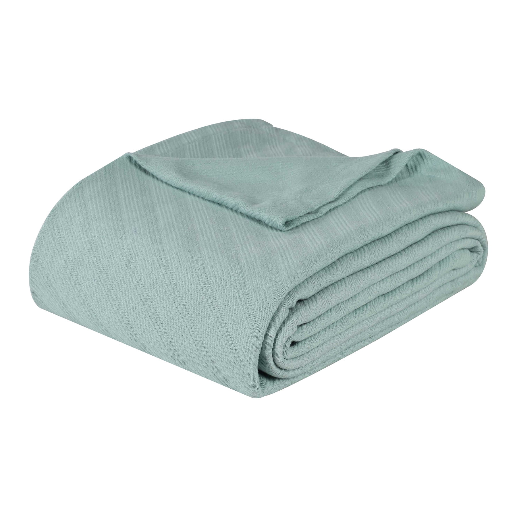 Superior Milan Cotton Textured Striped Woven Blanket, King, Aqua