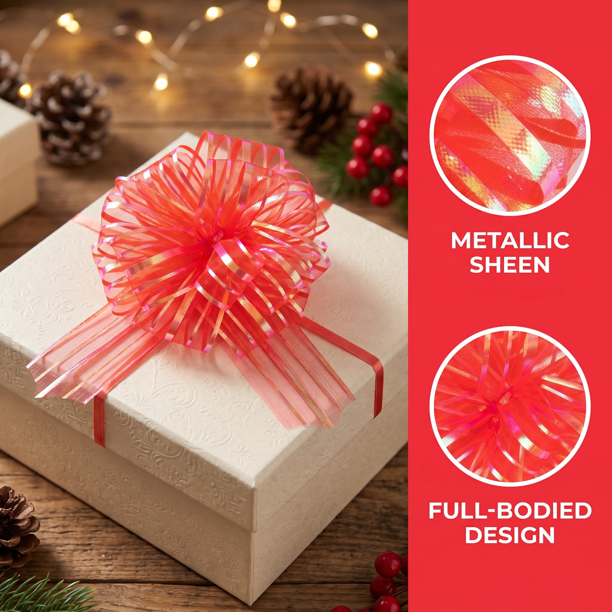 Unique Bargains Crush-Resistant Ribbon Bow for Birthday and Special Occasions Red