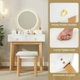 thumbnail image 4 of Giantex Vanity Set w/Lighted Mirror, Bedroom Dressing Table w/Padded Stool, 3-Color Touch-Screen Dimming Light & 4 Drawers, White, 4 of 6